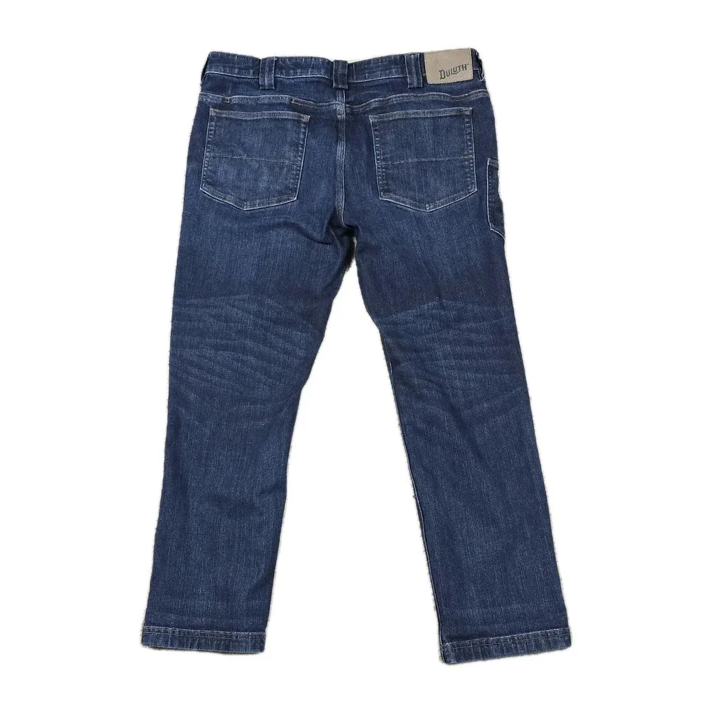 Duluth Ballroom Double Flex Jeans Mens 38x30 Slim Fit Blue‎ Dark Wash Straight